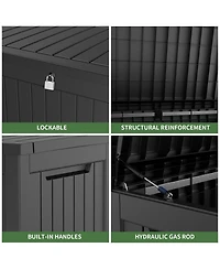 230 Gal. Black Resin Outdoor Storage Deck Box, Waterproof Large Outdoor Storgae Box