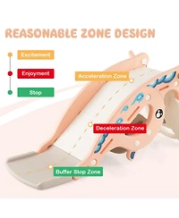 4-in-1 Kids Slide Rocking Horse with Basketball and Ring Toss