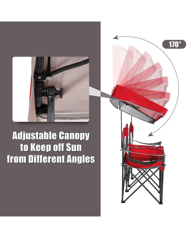 Portable Folding Camping Canopy Chairs w/ Cup Holder