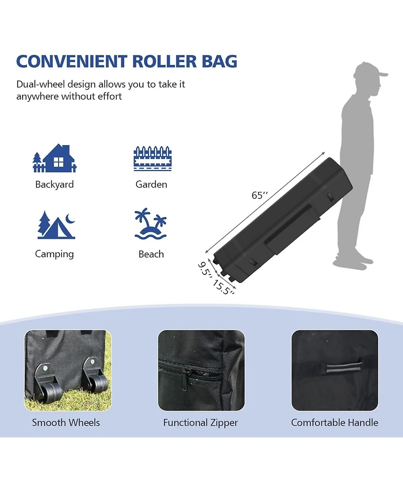 10 x 20 Feet Adjustable Folding Heavy Duty Sun Shelter with Carrying Bag