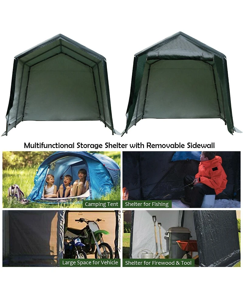 Outdoor Carport Shed with Sidewalls and Waterproof Ripstop Cover