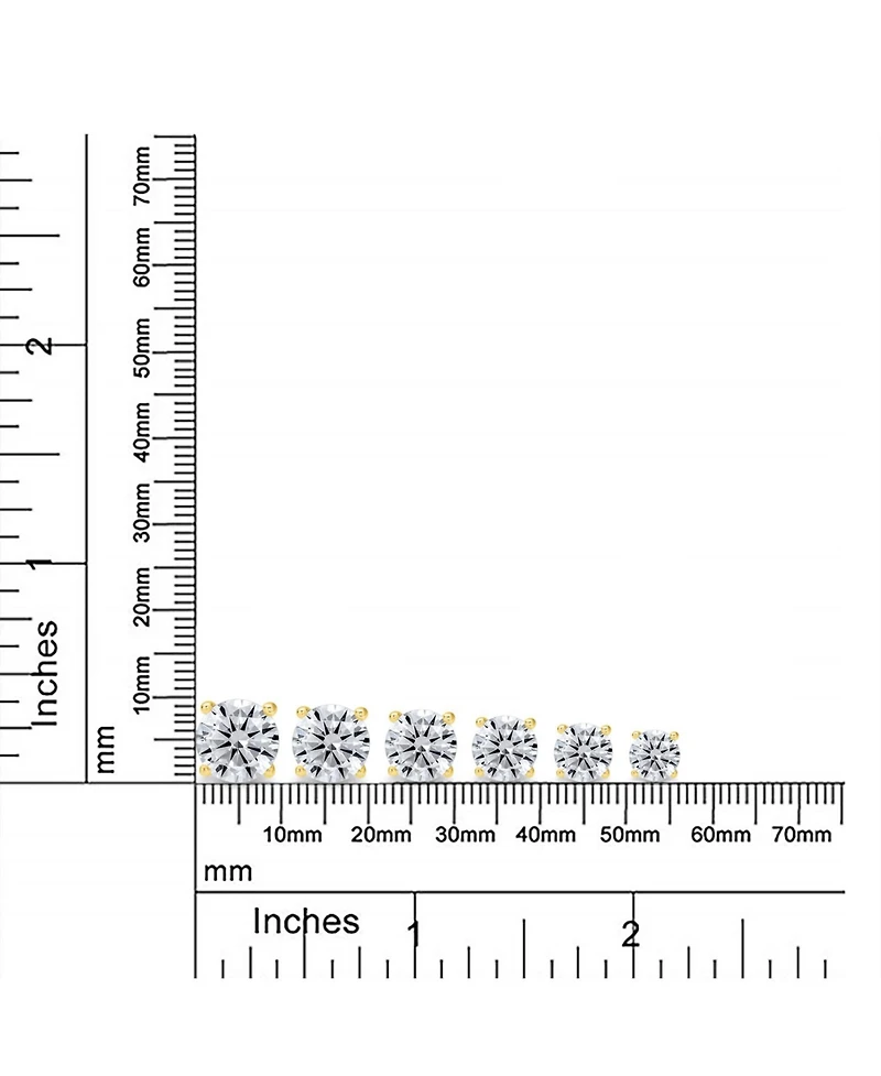 Bling Jewelry Classic Round Cubic Zirconia Solitaire Stud Earrings Traditional .925 Sterling Silver Cz Stones Rose Yellow Gold Plated
