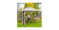 12 x 10 Feet Outdoor Double Top Patio Gazebo with Netting