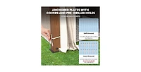 12 x 10 Feet Outdoor Patio Gazebo with Netting and 2-Tier Canopy Roof