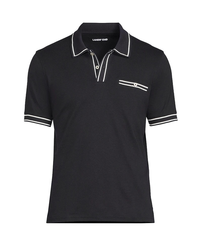 Lands' End Men's Short Sleeve Tipped Welt Pocket Supima Polo