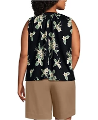 Lands' End Women's Plus Linen Blend Notch Neck Swing Tank Top