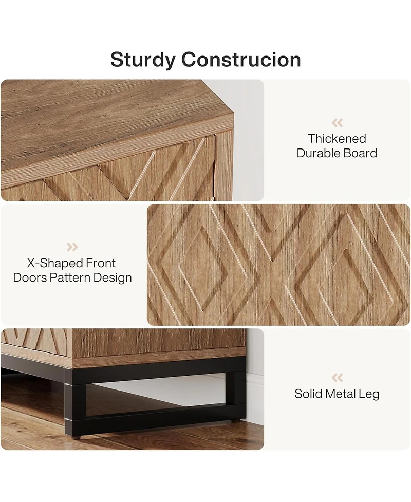 Tribesigns Sideboard Buffet Cabinet with Storage, 57.5" Farmhouse Coffee Bar Cabinet with 4 Doors & Shelves, Set of 2 Wood Credenza Buffet Table