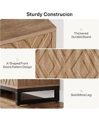 Tribesigns Sideboard Buffet Cabinet with Storage, 57.5" Farmhouse Coffee Bar Cabinet with 4 Doors & Shelves, Set of 2 Wood Credenza Buffet Table