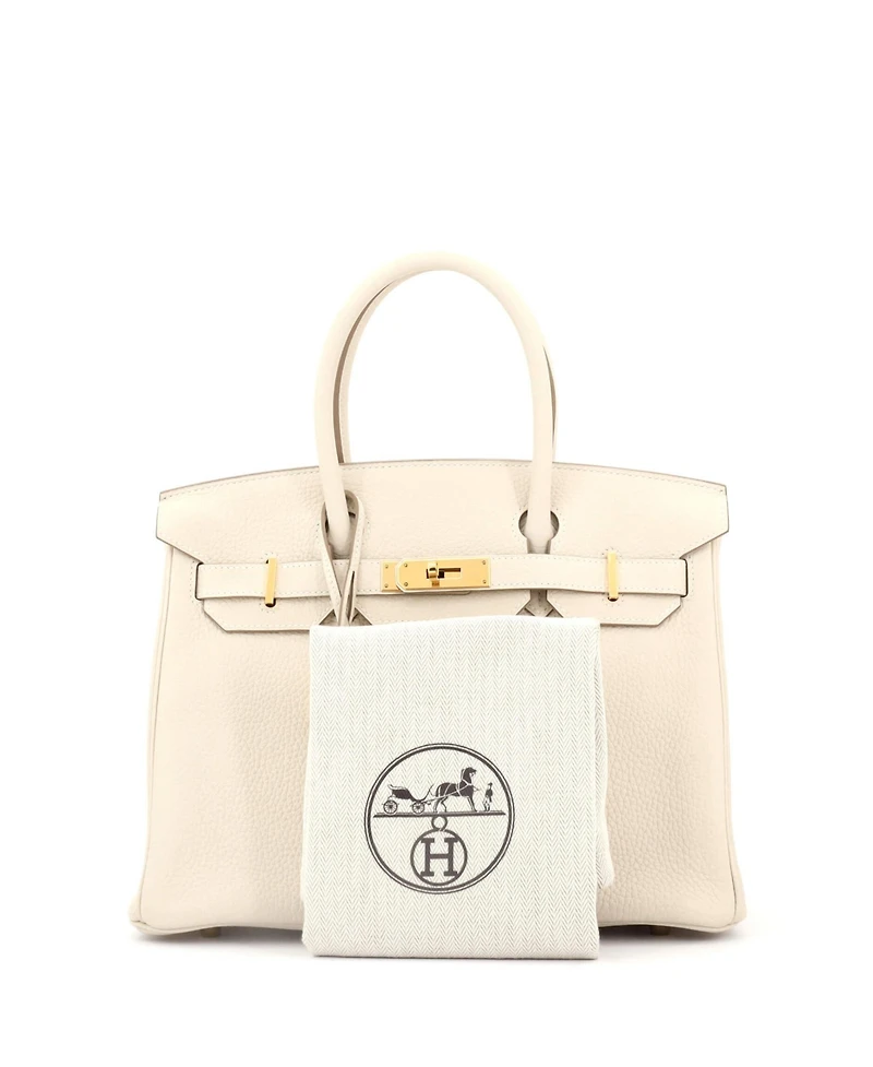 Pre-Owned Hermes Birkin 30 Handbag Light Clemence with Gold Hardware