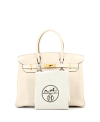 Pre-Owned Hermes Birkin 30 Handbag Light Clemence with Gold Hardware