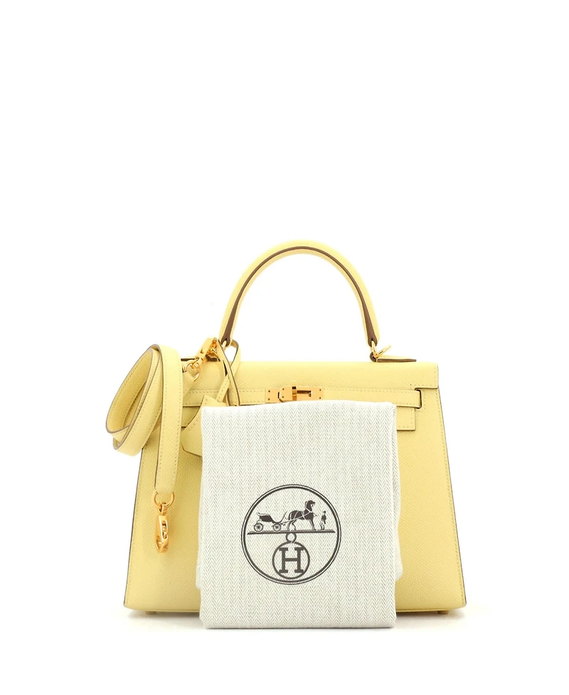 Pre-Owned Hermes Kelly Handbag Yellow Epsom with Gold Hardware