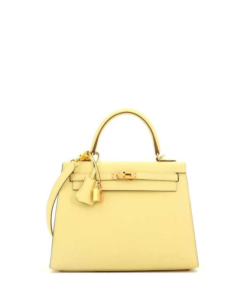 Pre-Owned Hermes Kelly Handbag Yellow Epsom with Gold Hardware