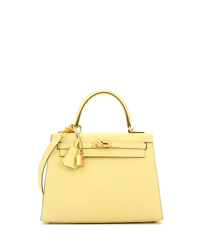 Pre-Owned Hermes Kelly Handbag Yellow Epsom with Gold Hardware