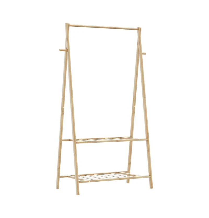 Clothes Rack with Shelves 37.8"x17.9"x59.3" Bamboo