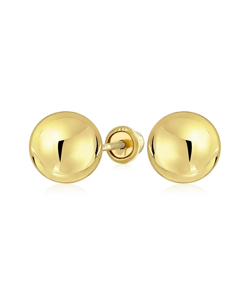 Bling Jewelry Tiny Round Ball Stud Earrings in Real 14K Yellow Gold Screw Back