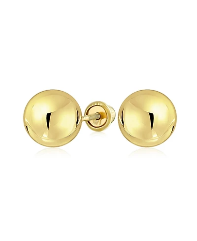 Bling Jewelry Tiny Round Ball Stud Earrings in Real 14K Yellow Gold Screw Back