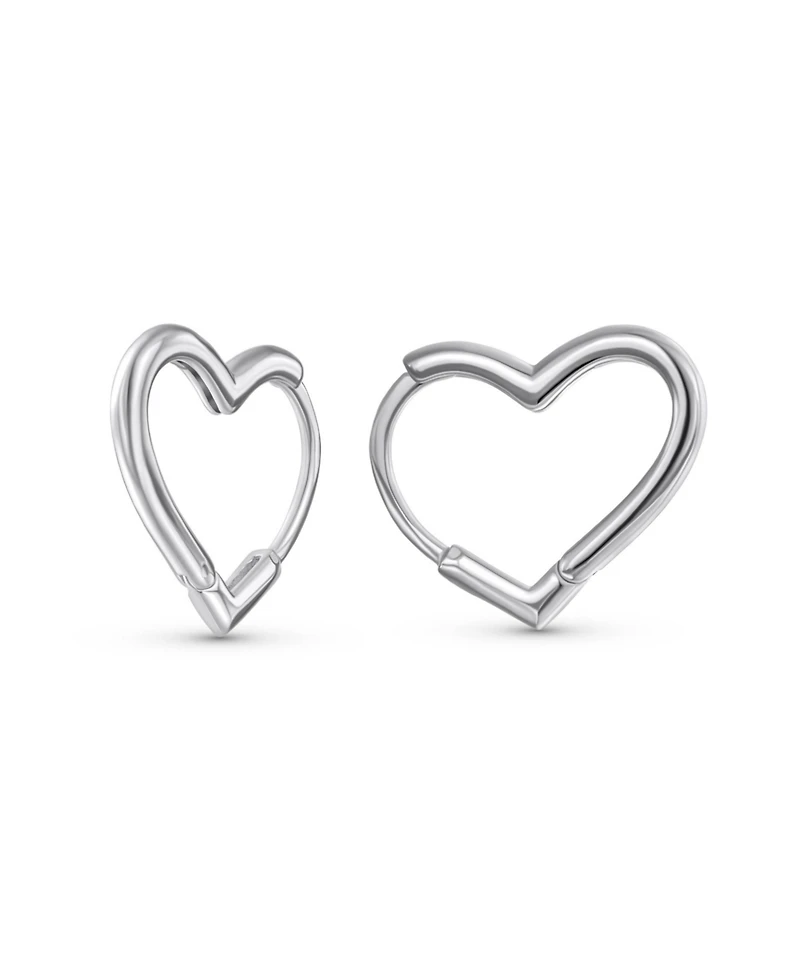 Bling Jewelry Romantic Heart Shaped Mini Hoop Huggie Earrings Sterling Silver .75 Inch