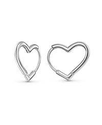 Bling Jewelry Romantic Heart Shaped Mini Hoop Huggie Earrings Sterling Silver .75 Inch