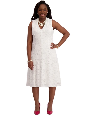 Kasper Women's Sleeveless Lace Fit & Flare Dress, Regular Plus Sizes
