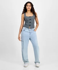 Just Polly Juniors' Menswear Bow-Trim Vest Top