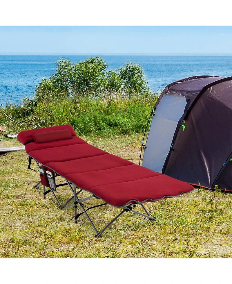 Folding Retractable Travel Camping Cot with Mattress and Carry Bag