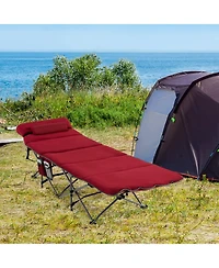 Folding Retractable Travel Camping Cot with Mattress and Carry Bag