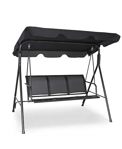 3 Person Steel Frame Patio Swing with Polyester Angle and Adjustable Canopy