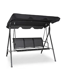 3 Person Steel Frame Patio Swing with Polyester Angle and Adjustable Canopy