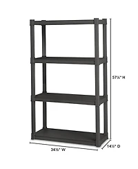 Sterilite Plastic Indoor Outdoor 4 Shelf Durable Shelving Unit, Gray, 2 Pack