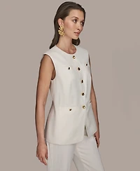 Donna Karan New York Women's Linen-Blend Collarless Vest
