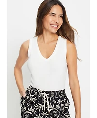 Olsen Women's Ribbed Knit Rounded V-Neck Shell