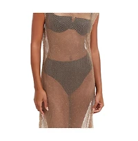 Flirtt Gottex Women's Rhinestone Lattice Dress Cover Up