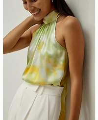 Lilysilk Women's Print Silk Charmeuse Halter Neck Top