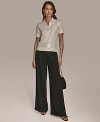 Donna Karan New York Women's Short-Sleeve Sequined Knit Polo