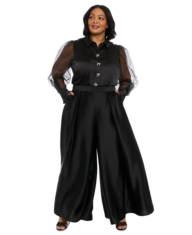 Muse Plus Satin Wide-Leg Pants