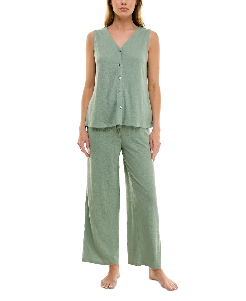 Roudelain Women's Tank & Wide-Leg Pant Pajama Set