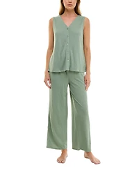 Roudelain Women's Tank & Wide-Leg Pant Pajama Set