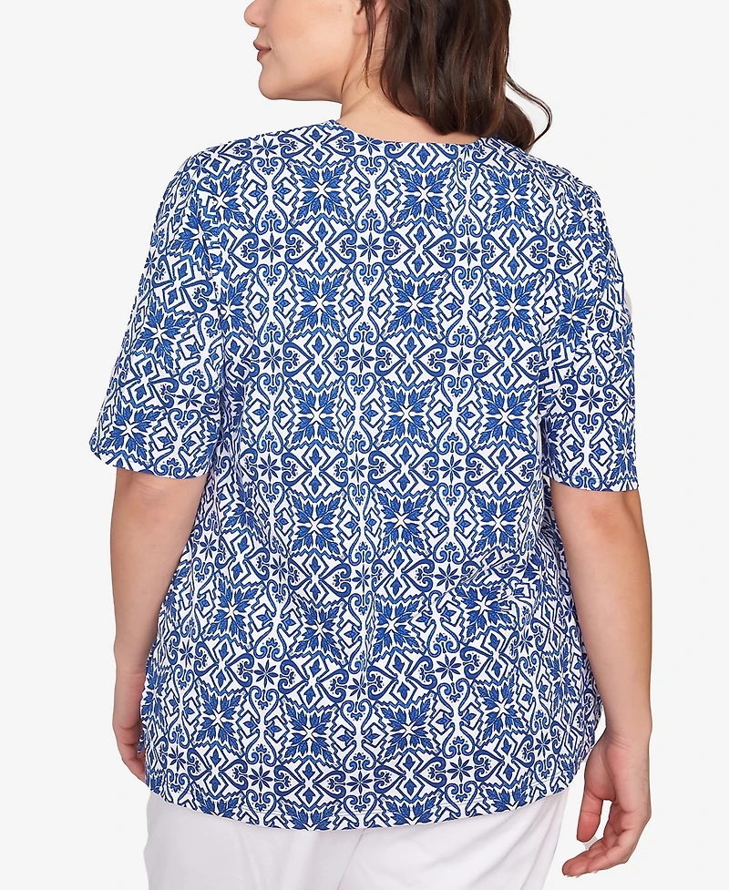 Ruby Rd. Plus Pacific Medallions Embellished Knit Top