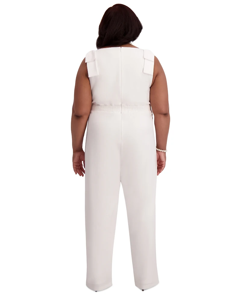 Kasper V-Neck Bow-Strap Jumpsuit, Regular & Plus Sizes