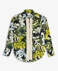 On 34th Women's Leaf-Print Crochet-Trim Shirt, Exclusively at Macy's