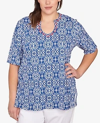 Ruby Rd. Plus Pacific Medallions Embellished Knit Top