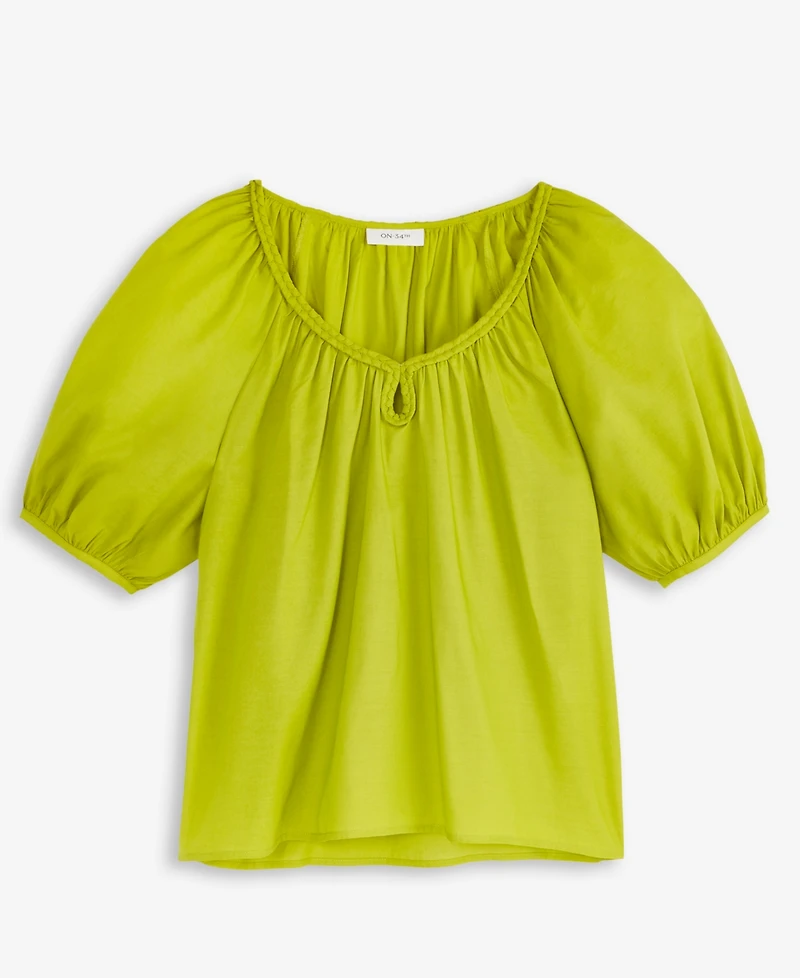 On 34th Women's Elbow Sleeve Braided-Trim Top, Exclusively at Macy's