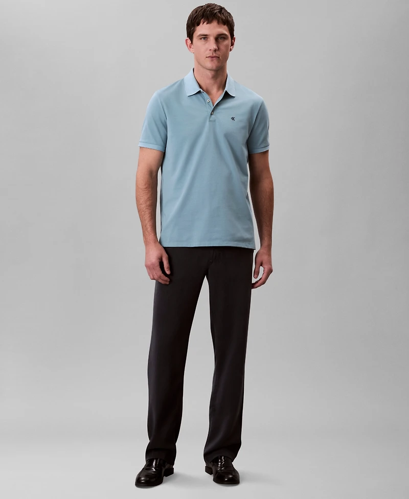 Calvin Klein Men's Regular-Fit Smooth Cotton Monogram Logo Polo Shirt