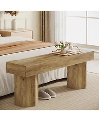 Tribesigns Wooden Dining Bench, 41" Farmhouse Entryway Bench for Indoor Space, Long End of Bed Seat for Dining Room, Bedroom, Entry, Mudroom
