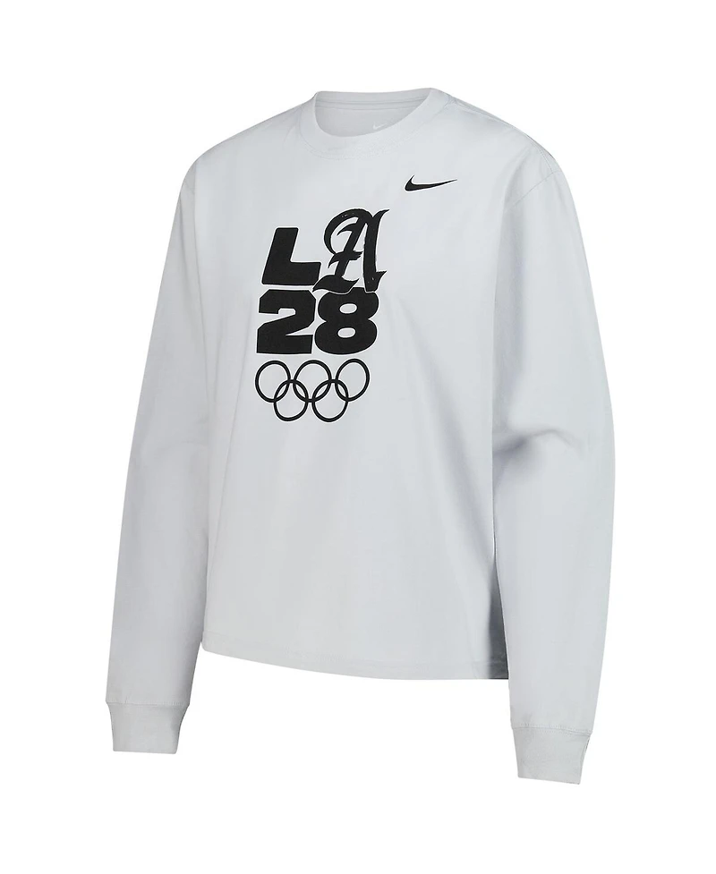 Nike Women's Gray LA28 Summer Olympics Boxy Long Sleeve T-Shirt
