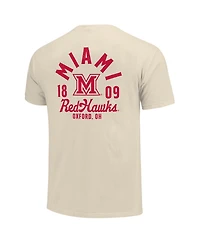 Image One Men's Cream Miami University RedHawks Comfort Colors Mascot Overlay T-Shirt