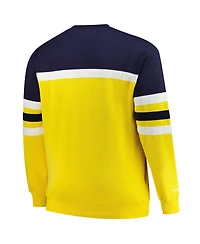 Mitchell & Ness Men's Maize Michigan Wolverines Big Tall Vintage Logo Head Coach Fleece Pullover Sweatshirt