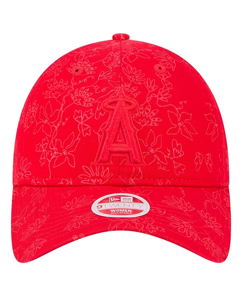 New Era Women's Red Los Angeles Angels Tonal Floral 9TWENTY Adjustable Hat