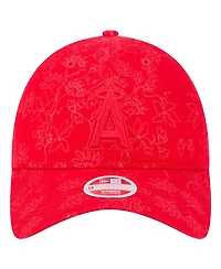New Era Women's Red Los Angeles Angels Tonal Floral 9TWENTY Adjustable Hat