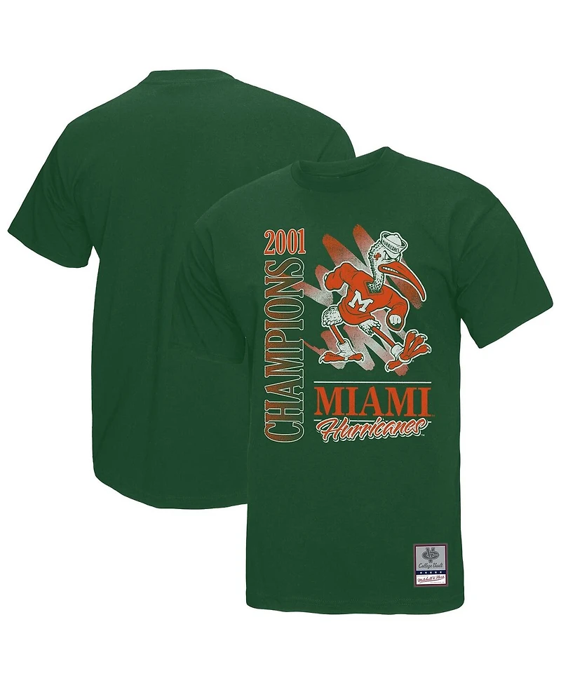 Mitchell & Ness Men's Green Miami Hurricanes Retro Brush Mineral Wash T-Shirt